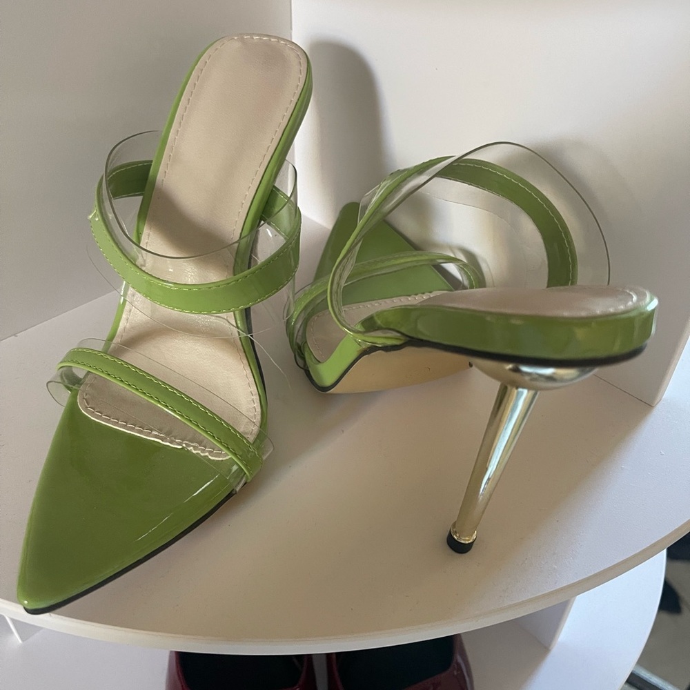 Worn once, green and clear heels - Picture 3 of 4